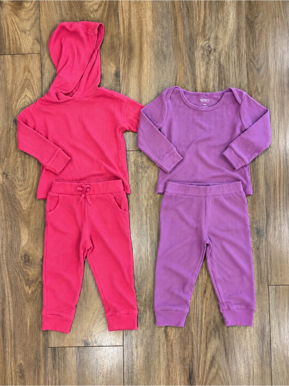 Carter's Two-Piece Ribbed Jogger Sets – Hot Pink & Lavender